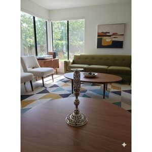 Vintage Reticulated Brass Filigree Table Base Hollywood Regency MCM 17 3/8 "